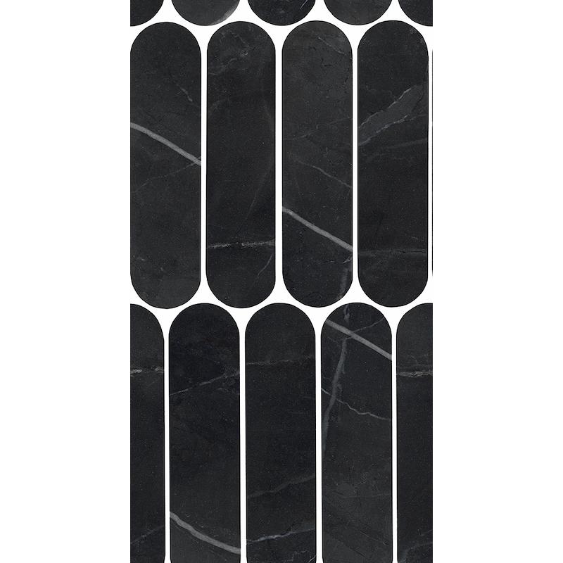 ITALGRANITI CHARM EXPERIENCE Mosaico Ovale Calacatta Black  19,5x37 cm 9 mm Geschuurd 